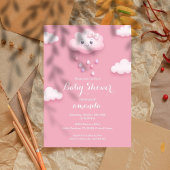 Pink Cloud Baby shower Invitation Kaart
