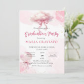 Pink Cloud & Balloon Graduation Party Uitnodiging (Staand voorkant)