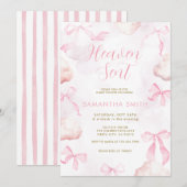Pink Cloud Bow Baby Shower Invite Kaart (Voorkant / Achterkant)