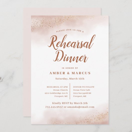 Pink Cloud bruiloft repetitie diner Kaart (Voorkant / Achterkant)