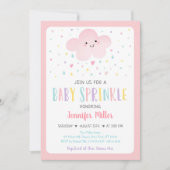 Pink Cloud Girl Baby Sprinkle Kaart (Voorkant)