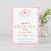 Pink Cloud Girl Baby Sprinkle Kaart (Staand voorkant)
