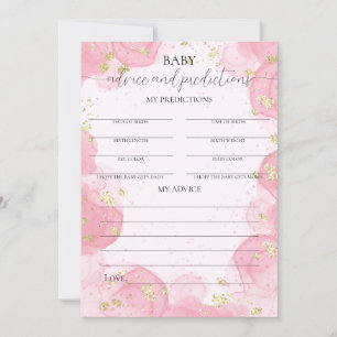 Pink Cloud Gold Glitter Baby shower Advies Kaart