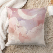 Pink Cloud & Moon Throw Pillow – Lullaby QR Code Kussen (Deken)