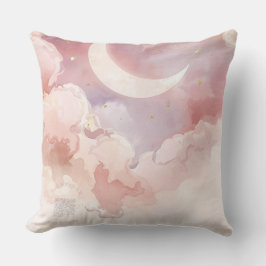 Pink Cloud & Moon Throw Pillow – Lullaby QR Code Kussen