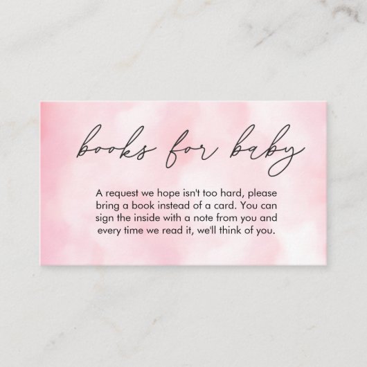 Pink Cloud Negen Baby shower Boeken voor Baby Informatiekaartje (Voorkant)