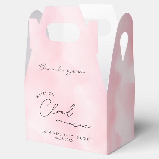 Pink Cloud Nine Baby shower Bedankdoosjes (Geopend)