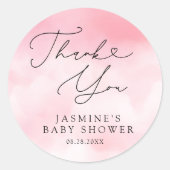 Pink Cloud Nine Baby shower Favorieten Ronde Sticker (Voorkant)