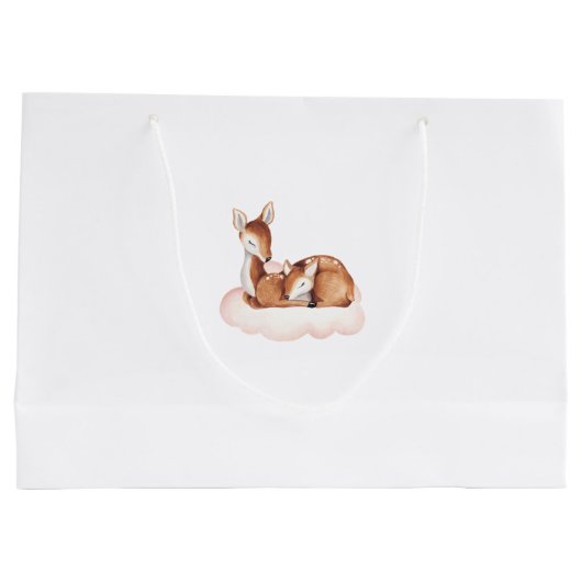 Pink Cloud Oh Deer Waterverf Baby shower Groot Cadeauzakje (Achterkant)