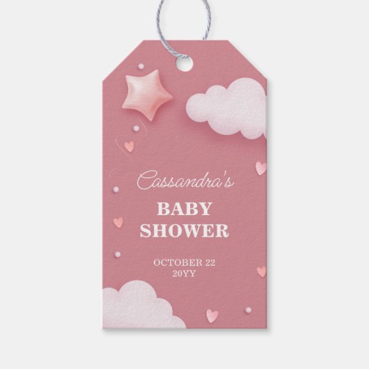 Pink Cloud Theme Baby shower Bedankt voor uw plezi Cadeaulabel (Voorkant)