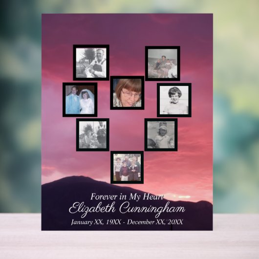 Pink Clouds at Sunset Photo Collage Heart   Acryl Bord (Neutraal)