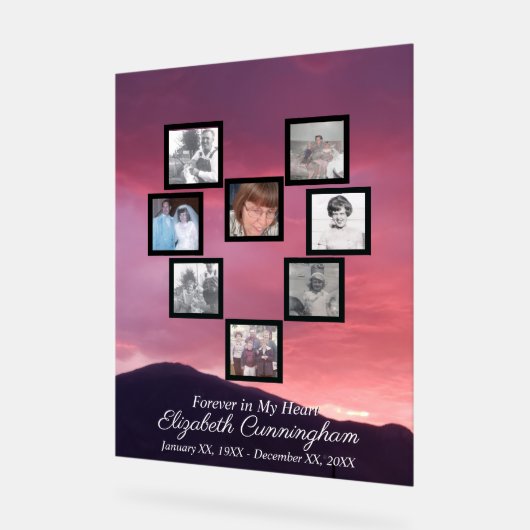 Pink Clouds at Sunset Photo Collage Heart   Acryl Bord (Hoek)