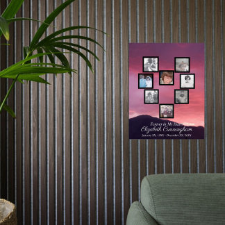 Pink Clouds at Sunset Photo Collage Heart   Acryl Bord