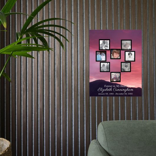 Pink Clouds at Sunset Photo Collage Heart   Acryl Bord