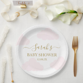 Pink Clouds Baby shower Meisje Papieren Bordje