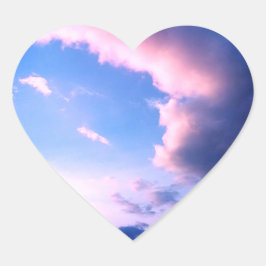 Pink clouds hart sticker