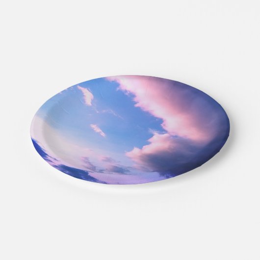 Pink clouds papieren bordje (Gekanteld)