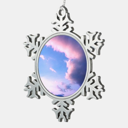 Pink clouds tin sneeuwvlok ornament (Rechts)