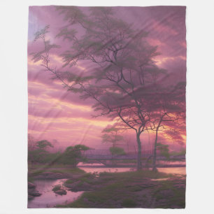 Pink Cloudy Sky Fleece Deken