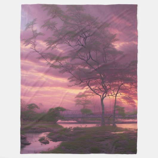 Pink Cloudy Sky Fleece Deken (Voorkant)