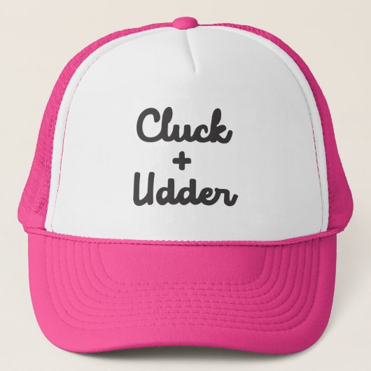 Pink Cluck en Udder Trucker Hoed Pet (Voorkant)