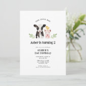 Pink Cluck Moo Pink Gingham Farm Dieren Verjaardag Kaart (Staand voorkant)