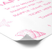 Pink Coastal Beach Baby Shower Diaper Raffle  Poster (Hoek)