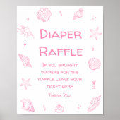 Pink Coastal Beach Baby Shower Diaper Raffle  Poster (Voorkant)