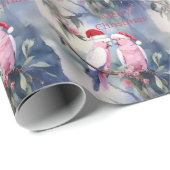 Pink Cockatoos Santa Hat Merry Christmas Cadeaupapier (Rol Hoek)