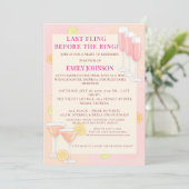 Pink Cocktail Bachelorette Party Kaart (Staand voorkant)