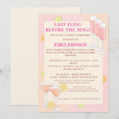 Pink Cocktail Bachelorette Party Kaart (Voorkant / Achterkant)