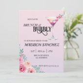 Pink Cocktail Brunch and Bubbly Bridal Shower Kaart (Staand voorkant)