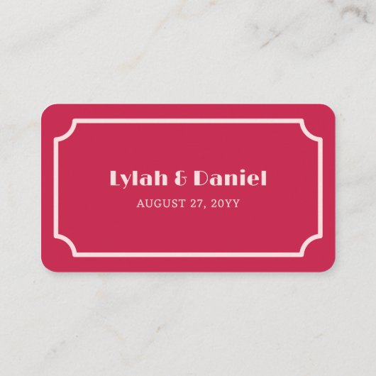 Pink Cocktail Retro Font Wedding Drink Ticket (Achterkant)