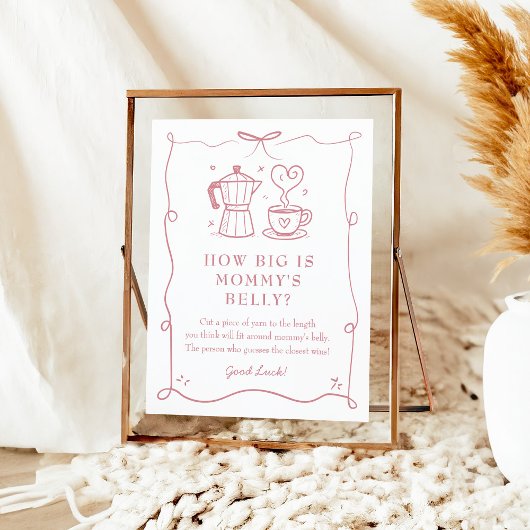 Pink Coffee Baby Shower Belly Sign Poster