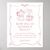 Pink Coffee Baby Shower Belly Sign Poster (Voorkant)
