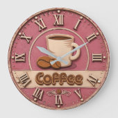 Pink Coffee Feminine Coffee Bar Decor Grote Klok (Voorkant)