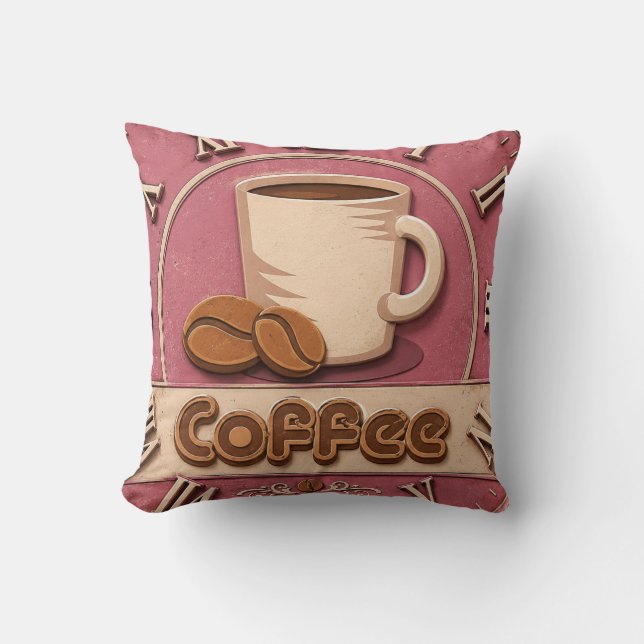 Pink Coffee Feminine Coffee Bar Decor Kussen (Voorkant)