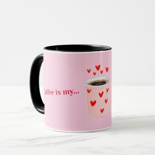 Pink Coffee is My Valentine | Cute Coffee Mok (Voorkant links)