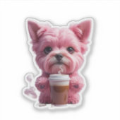 pink coffee puppy sticker (Voorkant)