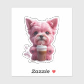 pink coffee puppy sticker (Vel)
