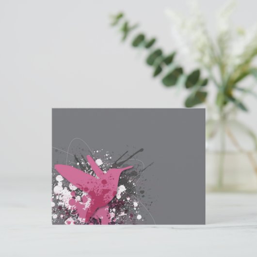 Pink Colibri Briefkaart (Staand voorkant)