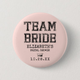Pink Collegiate Team Vrijgezellenfeest Party Ronde Button 5,7 Cm