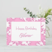 Pink Color Me Daisies Birthday Card Feestdagenkaart (Staand voorkant)