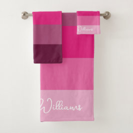  PINK COLOR PALETTE BLEEK PLUM STRIPE PATROON BAD HANDDOEK