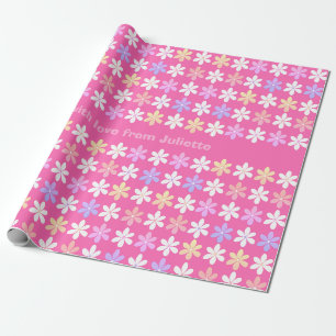 PINK COLORFUL DAISY FLOWER PATROON FLORAL CADEAUPAPIER