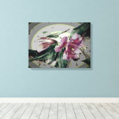 Pink Colorful Floral Digital Modern Art Canvas Afdruk (Insitu (Houten vloer))