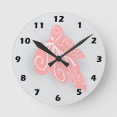 Pink Coloured Butterfly Design Ronde Klok (Voorkant)