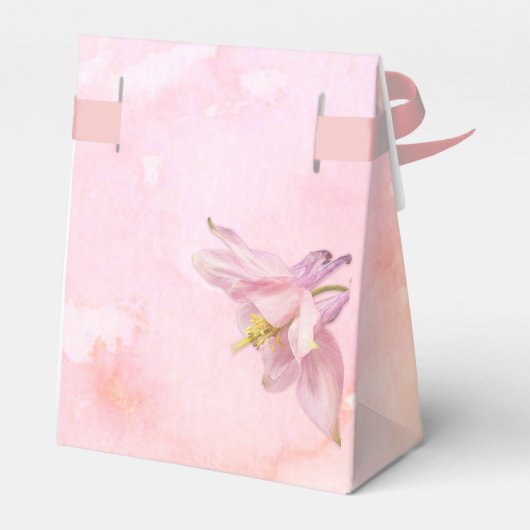 PINK COLUMBINE FLOWER WATERVERF SPLASH BEDANKDOOSJES (Achterkant)