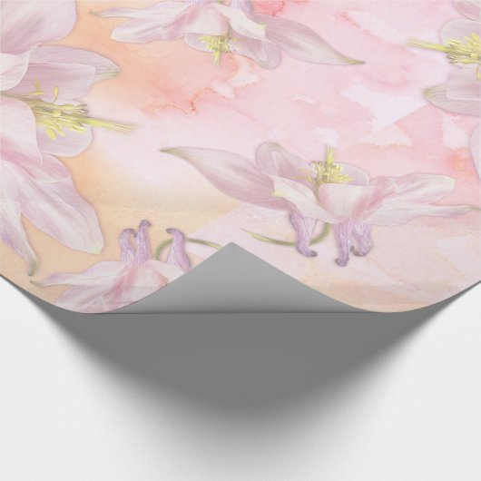PINK COLUMBINE FLOWER WATERVERF SPLASH CADEAUPAPIER (Hoek)