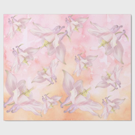 PINK COLUMBINE FLOWER WATERVERF SPLASH CADEAUPAPIER (Vlak)